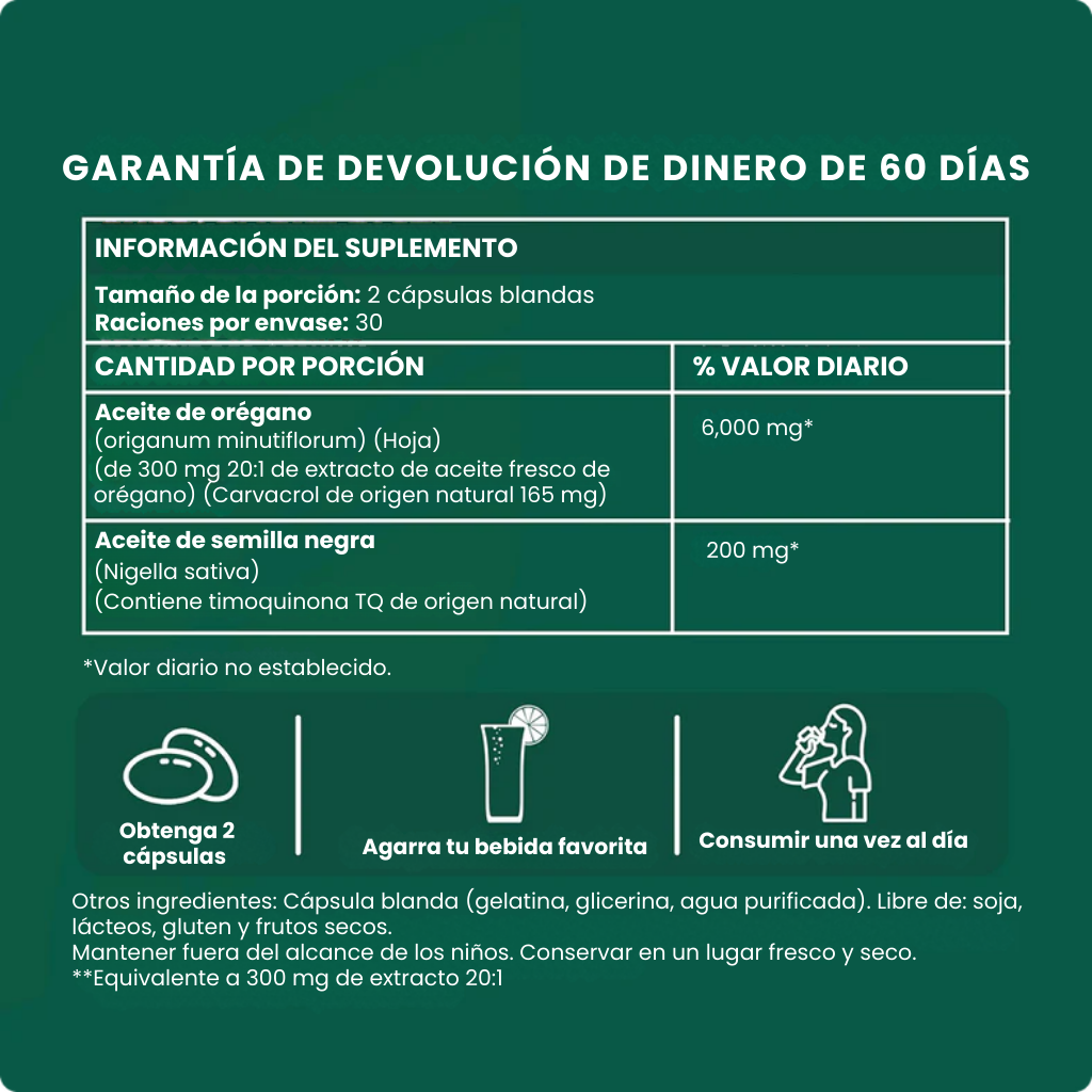 Cápsulas de Orégano – Menos niebla mental y Defensas fuertes